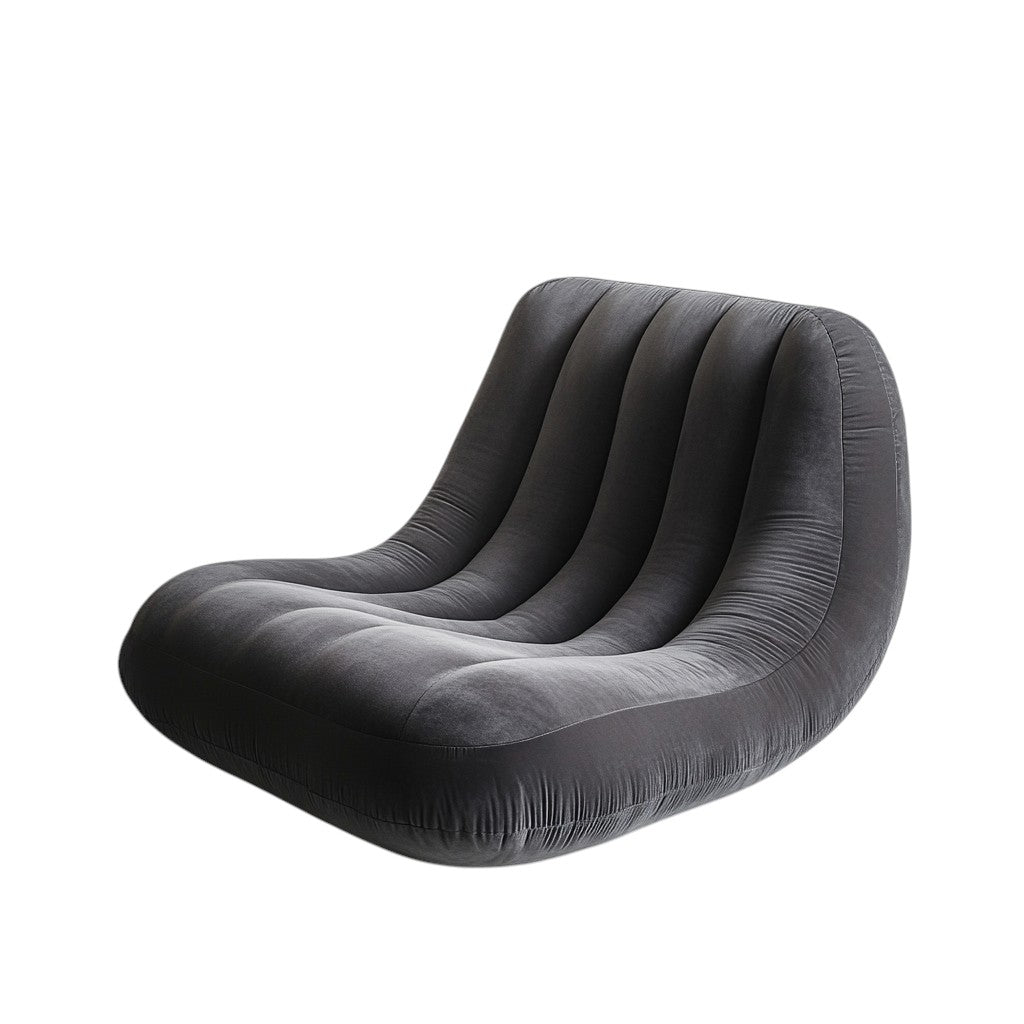 Gwhnk Inflatable Sofa with Backrest - Comfortable Air Couch for Glamping, Guest Room & Living Room - Durable, Soft Flocked Surface - Grey