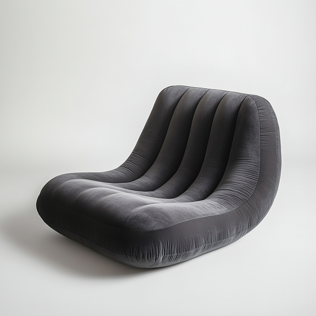 Gwhnk Inflatable Sofa with Backrest - Comfortable Air Couch for Glamping, Guest Room & Living Room - Durable, Soft Flocked Surface - Grey