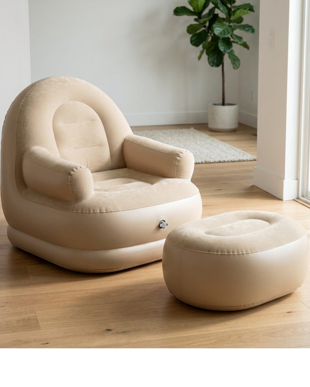 Gwhnk Inflatable Lounge Chair and Ottoman Sand - Lifestyle view