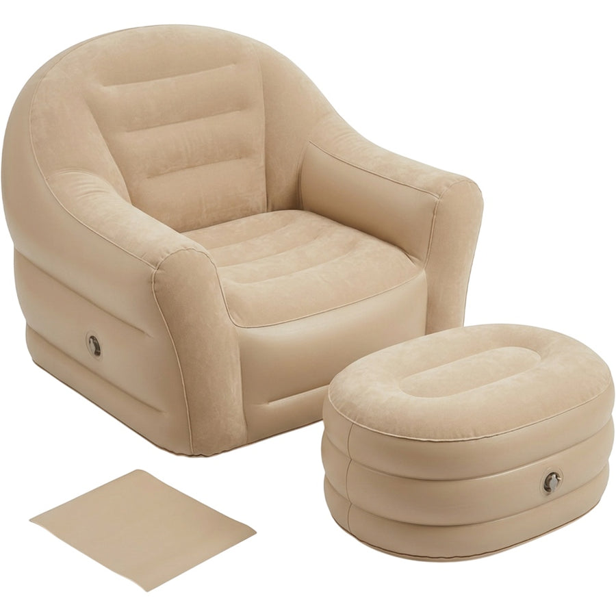 Gwhnk Inflatable Lounge Chair and Ottoman Sand